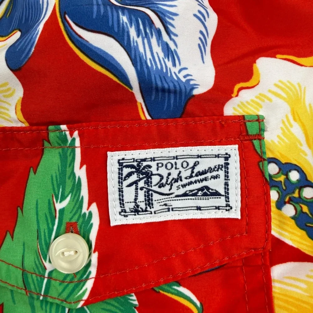 Polo Ralph Lauren Swim Shorts Mens 2XB Red Floral Traveler Hawaiian Trunks